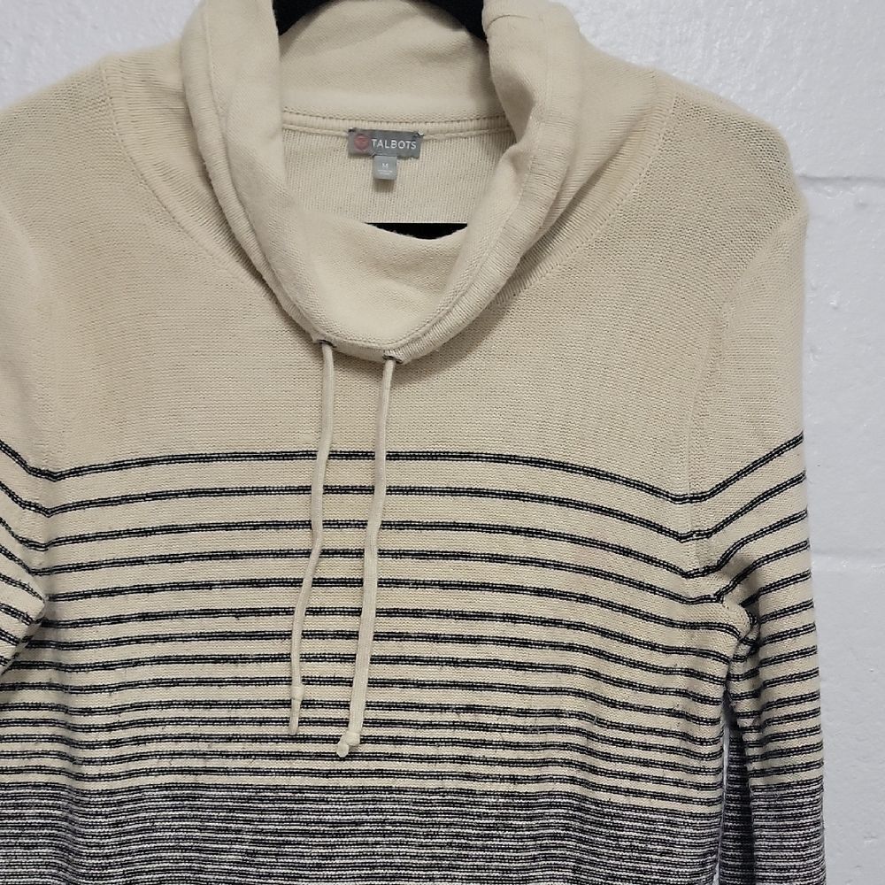 Talbots Cream and Black Cowl Neck Sweater - Picture 7 of 12